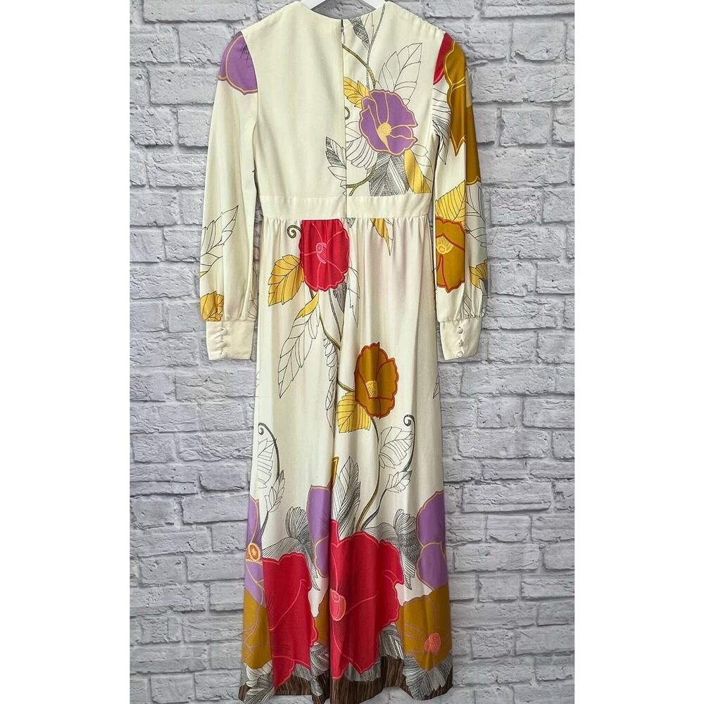Vintage Tori Richard Honolulu Floral Maxi Dress Size 8 Long Sleeve V-Neck Hawaii - Picture 10 of 10